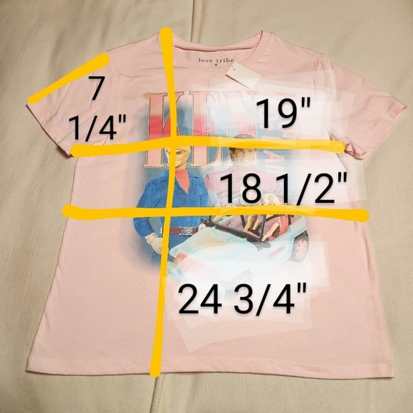 Barbie Ken Graphic Crew Neck Short Sleeve Tee Pink Blue Small - Picture 8 of 8